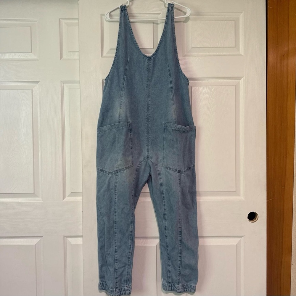 We The Free Blue High Roller Jumpsuit
